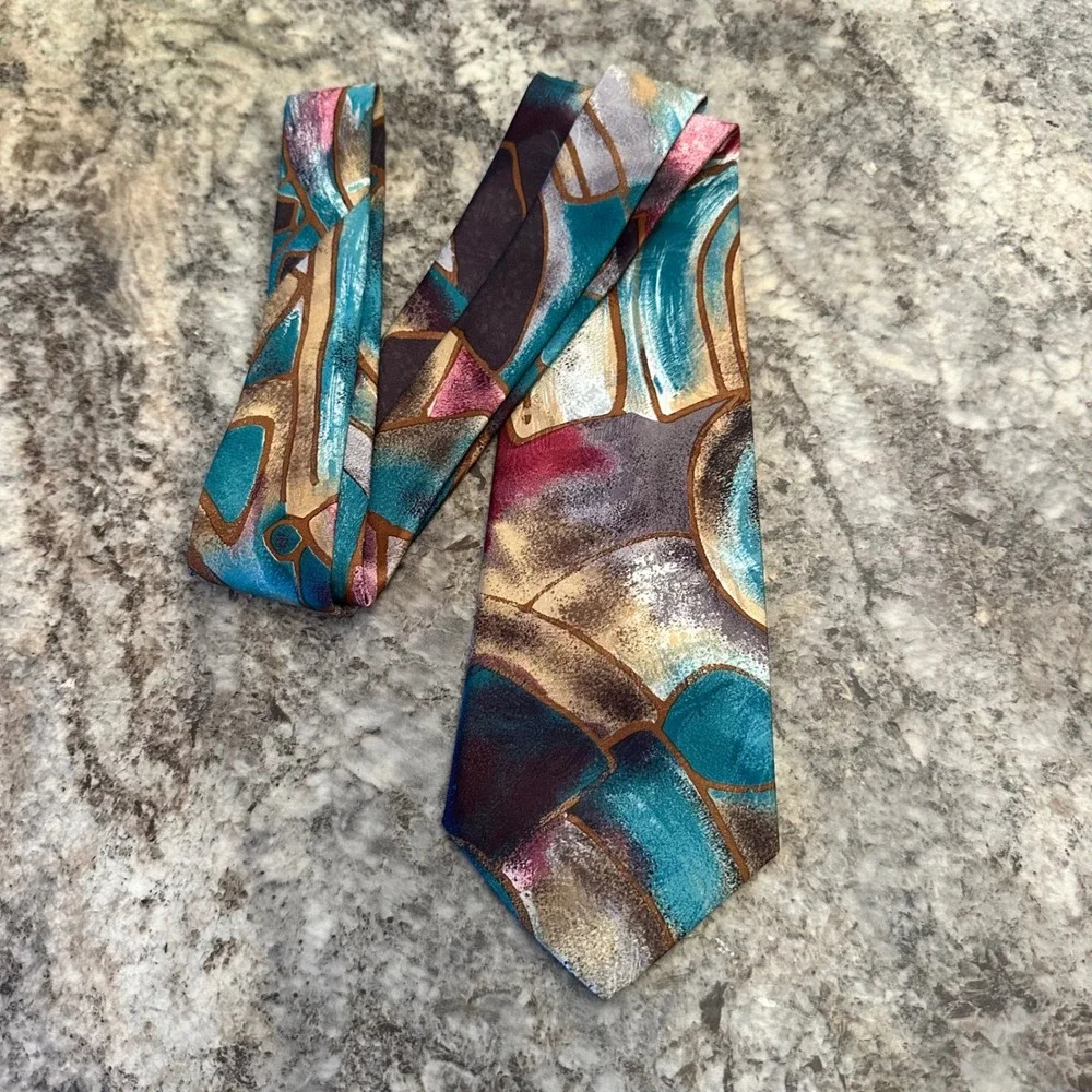 Bohemian Abstract Watercolor Tie Towncraft EUC